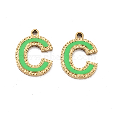 Real 18K Gold Plated Spring Green Letter C Stainless Steel+Enamel Pendants