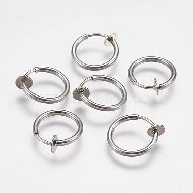 Tarnish Resistant 304 Stainless Steel Retractable Clip-on Hoop Earrings(STAS-I097-078P)-6