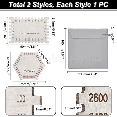 2шт. 2 стили нержавеющая сталь толщиномер мокрой пленки гребенчатый(TOOL-UN0001-37)-3