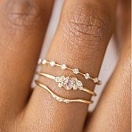 3Pcs Rhombus Zinc Alloy with Crystal Rhinestone Finger Rings, Golden, US Size 7(17.3mm)(FS-WG622CD-03)