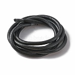 Braided Round Nylon Cords, for for Rope Bracelets & Shoe Lace Cord Making, Black, 5mm, about 100cm/strand(LC-WH0009-02B)