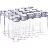 Glass Bottles, with Screw Aluminum Cap and Silicone Stopper, Empty Jar, Platinum, Clear, 7x2.2cm, Capacity: 15ml, 20pcs/box(AJEW-BC0005-37-15ml)
