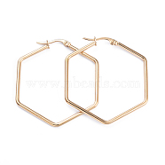 201 Stainless Steel Angular Hoop Earrings, with 304 Stainless Steel Pins, Hexagon, Golden, 12 Gauge, 44.5x39.5x2mm, Pin: 1x0.7mm(EJEW-I245-32E)