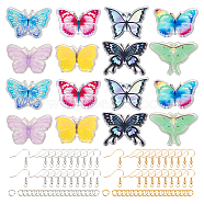 SUNNYCLUE DIY 3D Butterfly Dangle Earring Making Kit, Including Acrylic Pendants, Brass Jump Rings & Earring Hooks, Mixed Color, 136Pcs/box(DIY-SC0020-03)
