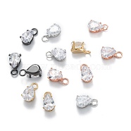 Brass Clear Cubic Zirconia Charms, Long-Lasting Plated, Teardrop, Mixed Color, 9.5x5x4.5mm, Hole: 2mm(ZIRC-G170-13)