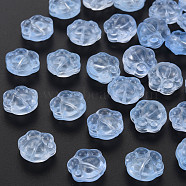 Transparent Baking Painted Glass Beads, Paw Print, Light Sky Blue, 13.5x15x8.5mm, Hole: 1.2mm(GLAA-S190-021-A02)