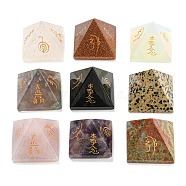 Natural & Synthetic Gemstone Pyramid Healing Figurines, Reiki Stones Statues for Energy Balancing Meditation Therapy, 35x35x30.5mm(G-A091-01)