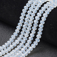 Electroplate Glass Beads Strands, Imitation Opalite, Rondelle, Faceted, Light Steel Blue, 3.5x2.5mm, Hole: 1mm, about 129pcs/strand, 14.17 inch(36cm)(EGLA-L029-01)