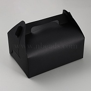 Rectangle Cardboard Candy Storage Box, Candy Totes with Handle Hole, for Cake, Black, 20x15x8cm(CON-WH0084-85)