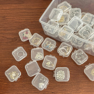 Mini Transparent Plastic Beads Containers, for Earrings, Rings, Bracelets Storage, Square, White, 3.5x3.5cm(PW-WG74209-01)