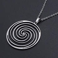 201 Stainless Steel Pendant Necklaces, with Cable Chains and Lobster Claw Clasps, Vortex, Stainless Steel Color, 17.71 inch(45cm), 1.5mm(NJEW-S105-JN601-45-1)