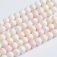 Natural Pink Shell Beads Strands, Round, 5~5.5mm, Hole: 0.5mm, about 80pcs/strand, 15.94 inch(40.5cm)(X-SSHEL-L016-18A)