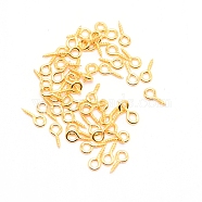 Iron Screw Eye Pin Peg Bails, for Half Drilled Beads, Golden, 8x4x1mm, Hole: 1.8mm, Pin: 1mm(IFIN-TAC0001-02G-01)