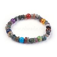 Chakra Jewelry Stretch Bracelets, with Natural Indian Agate and Natural & Synthetic Mixed Gemstone Beads, 55mm(BJEW-JB03941-02)