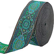 Polyester Grosgrain Ribbon, Single Face, Green, 1-1/4 inch(33mm), 7m/roll(OCOR-WH0063-23)