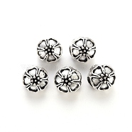 Tibetan Style Alloy European Beads Settings for Enamel, Large Hole Beads, Cadmium Free & Lead Free, Flower, Antique Silver, 10x10x11mm, Hole: 5mm, about 350pcs/1000g(TIBE-N006-94AS-LF)