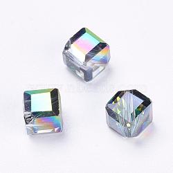 Imitation Austrian Crystal Beads, Grade AAA, Faceted, Cube, Colorful, 7x8.5x8.5mm, Hole: 0.9~1mm(SWAR-F069-6x6mm-31)