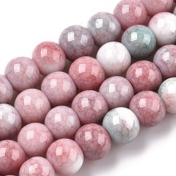 Opaque Crackle Glass Round Beads Strands, Imitation Stones, Round, Indian Red, 8~9mm, Hole: 1.5mm, about 104~106pcs/strand, 30.31~31.10 inch(77~79cm)(X-GLAA-T031-01J)