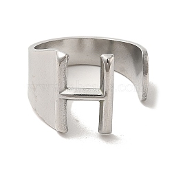 Non-Tarnish 201 Stainless Steel Finger Rings, Letter H, Inner Diameter: 18mm(RJEW-H223-04P-H)