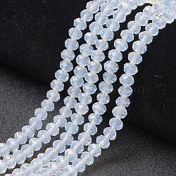 Electroplate Glass Beads Strands, Imitation Opalite, Rondelle, Faceted, Light Steel Blue, 3.5x2.5mm, Hole: 1mm, about 129pcs/strand, 14.17 inch(36cm)(EGLA-L029-01)