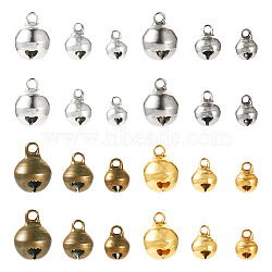 120Pcs 12 Styles Alloy Pendants, Bell, Mixed Color, 8~12x5.8~9.5mm, Hole: 1.4~1.8mm, 10pcs/color(FIND-TA0004-75)