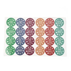 Christmas Advent Calendar Stickers, Christmas Countdown Stickers, for Gift Sealing Stickers, DIY Crafts, Baking Decoration, Word, 30.7x19.6x0.02cm, Stickers: 45mm, 24pcs/sheet(DIY-L050-A11)