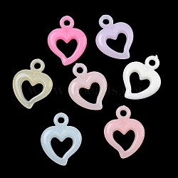 Plastic Pendants, Imitation Jelly, Heart Charm, Mixed Color, 20x15x4.5mm, Hole: 2.5mm, about 1315pcs/500g(KY-F023-16)