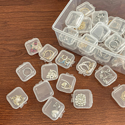 Mini Transparent Plastic Beads Containers, for Earrings, Rings, Bracelets Storage, Square, White, 3.3~3.6x3.3~3.6cm(PW-WG74209-01)