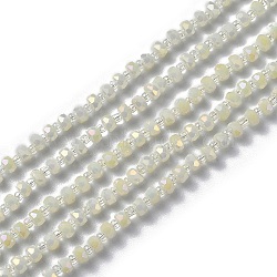 Electroplate Glass Beads Strands, Faceted Rondelle, Full Rainbow Plated, Pale Goldenrod, 4x3mm, Hole: 0.8mm, 25.20~25.59 inch(64~65cm)(EGLA-J147-A-FR04)