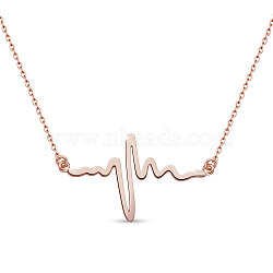 SHEGRACE 925 Sterling Silver Pendant Necklaces, with Cable Chains, Heartbeat, Rose Gold, 14.17 inch(36cm)(JN938B)