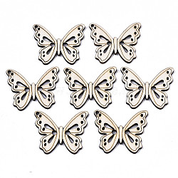 Unfinished Natural Poplar Wood Pendants, Laser Cut Wood Shapes, Butterfly, OldLace, 33x39x2.5mm, Hole: 2mm(WOOD-N006-63)