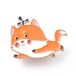 Animal with Wind-stick Enamel Pin, Light Gold Alloy Badge for Backpack Clothes, Fox Pattern, 21.5~29.5x23.5~28.5x2mm, Pin: 1mm(ENAM-K021-07B)