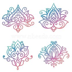 8Pcs 4 Styles Self Adhesive PVC Sticker, for Wall, Window or Stairway Decoration, Flat Round, Flower Pattern, Sticker: 16x16cm, 2pcs/style(DIY-WH0311-035)