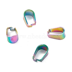Ion Plating(IP) 304 Stainless Steel Snap On Bails, Rainbow Color, 9x4x6mm, Pin: 0.6mm(STAS-F074-03MC)
