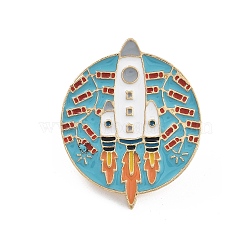 Rocket Enamel Pins, Golden Alloy Brooches for Backpack Clothes, Deep Sky Blue, 29.5x24mm(JEWB-K024-01A-G)