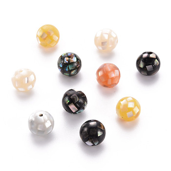 Natural Mixed Shell Beads, Round, Mixed Color, 10.5mm, Hole: 1mm
