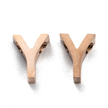 Ion Plating(IP) 304 Stainless Steel Charms, Alphabet, Rose Gold, Letter.Y, 8x6x3mm, Hole: 1.8mm
