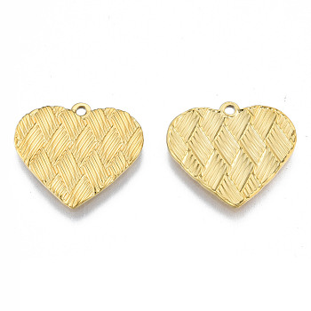 Ion Plating(IP) 304 Stainless Steel Pendants, Heart, Real 18K Gold Plated, 20x22x1.5mm, Hole: 1.5mm