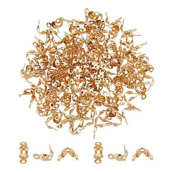 300Pcs 304 Stainless Steel Bead Tips, Calotte Ends, Clamshell Knot Cover, Golden, 8x4mm, Hole: 1.2mm, Inner Diameter: 3mm