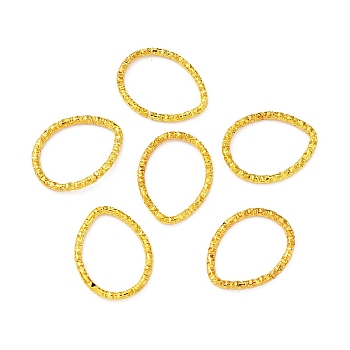 Iron Linking Ring, Openable, Textured Teardrop, Golden, 18x14mm