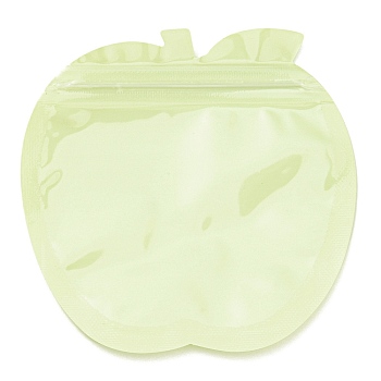 Apple Shaped Plastic Packaging Yinyang Zip Lock Bags, Top Self Seal Pouches, Green Yellow, 10.2x10.1x0.15cm, Unilateral Thickness: 2.5 Mil(0.065mm)