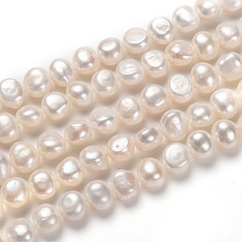 Natural Cultured Freshwater Pearl Beads Strands, Potato, White, 9~10x10~11mm, Hole: 0.7mm, about 39pcs/strand, 14.57 inch(37cm)