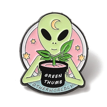 Saucer Man Enamel Pins, Alloy Brooches for Backpack Clothes, Black, 30.5x25.5x1.5mm