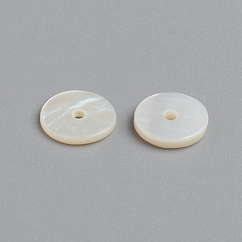 Freshwater Shell Beads,  Spacer Beads for DIY Craft Jewelry Making, Disc, White, 9x1mm, Hole: 1mm, about 720pcs/bag