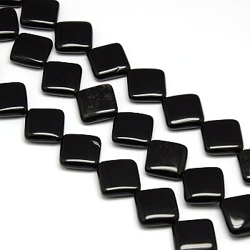 Natural Rhombus Obsidian Beads Strands, 18~19x18~19x6mm, Hole: 1mm, about 21pcs/strand, 15.74 inch
