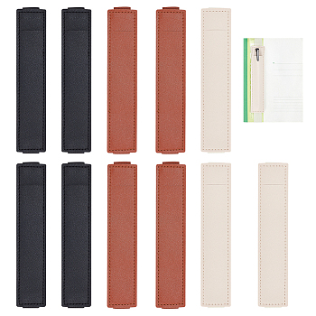 12Pcs 3 Colors Elastic Band Pen Holders, PU Leather Notebook Pen Holders, Elastic Bookmarks, Mixed Color, 169x34x3.5mm, 4pcs/color
