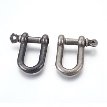 304 Stainless Steel Screw D-Ring Anchor Shackle Clasps, Antique Silver, 33x29x10mm, Hole: 2mm, 10x20mm Inner Diameter