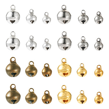 120Pcs 12 Styles Alloy Pendants, Bell, Mixed Color, 8~12x5.8~9.5mm, Hole: 1.4~1.8mm, 10pcs/color