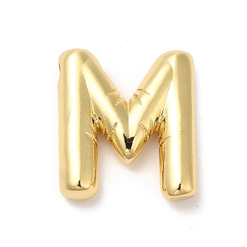 Eco-Friendly Rack Plating Brass Pendants, Long-Lasting Plated, Lead Free & Cadmium Free, Real 18K Gold Plated, Balloon Letter Charm, Letter M, 22x19x5mm, hole: 2.5x2mm