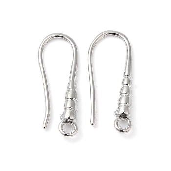 Brass Earring Hooks, Ear Wire, with Loops, Real Platinum Plated, 19.5x2mm, Hole: 2mm, 20 Gauge, Pin: 0.8mm